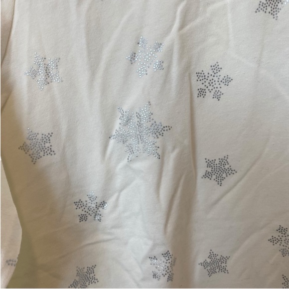 NWT Talbots Long Sleeve Turtleneck Off White with Silver Snowflakes Size Large - Picture 2 of 4